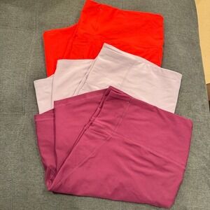 OldNavy Active PowerSoft High Rise Bike Shorts 3X Red Lilac Berry Workout Bundle